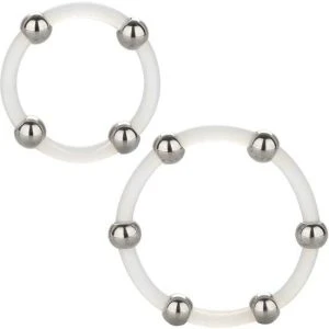 Calexotics Penis Ring Set with Steel Beads and Silicone L/XL