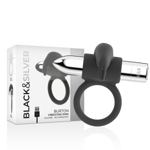 Black&silver Burton Penisring mit 10 Vibrationsmodi, wiederaufladbar Black&silver Burton Penisring mit 10 Vibrationsmodi, wiederaufladbar – Bild 2