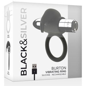 Black&silver Burton Penisring mit 10 Vibrationsmodi, wiederaufladbar Black&silver Burton Penisring mit 10 Vibrationsmodi, wiederaufladbar – Bild 3