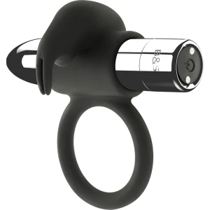Black&silver Burton Penisring mit 10 Vibrationsmodi, wiederaufladbar