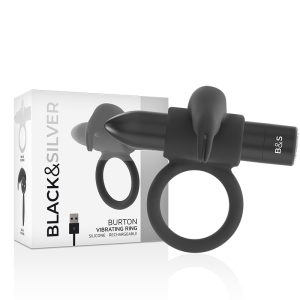 Black&silver Burton Ring Vibrations-Penisring met 10 standen, zwart Black&silver Burton Ring Vibrations-Penisring met 10 standen, zwart - Afbeelding 1