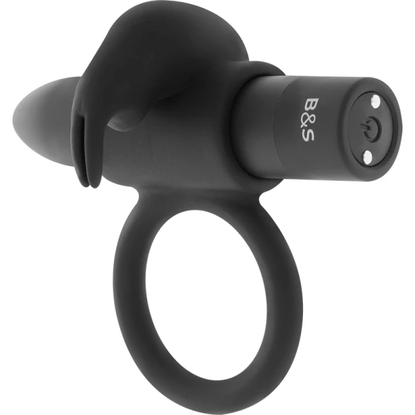 Black&silver Burton Ring Vibrations-Penisring met 10 standen, zwart