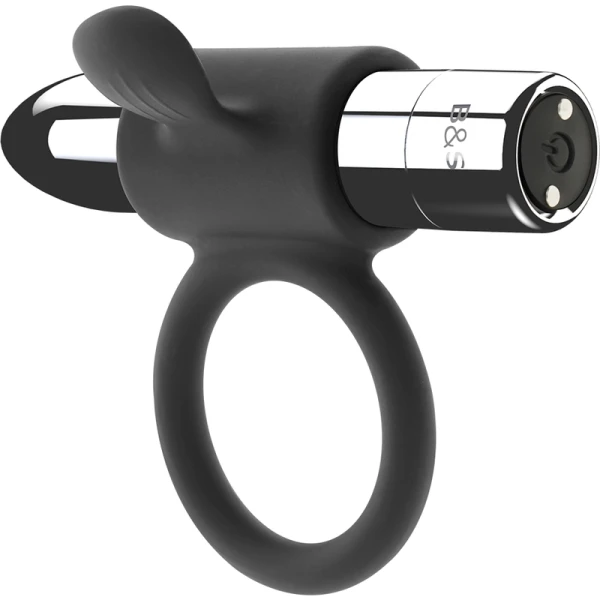 Black&silver Cameron penis ring with vibration silver
