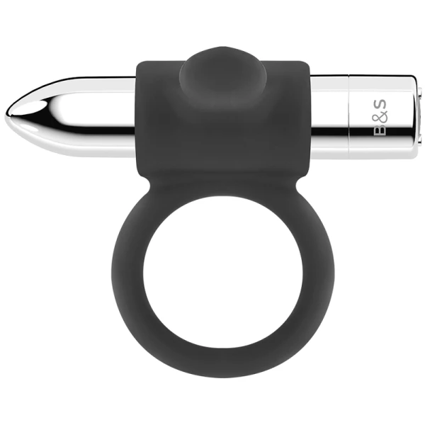 Black&silver Cameron penis ring with vibration silver