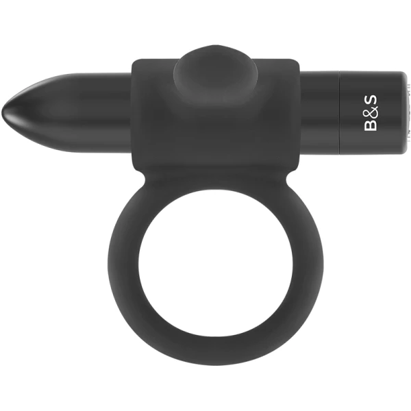 Black&silver Penisring Cameron Schwarz rechargeable with clitoral stimulator