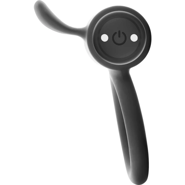 Black&silver Penisring Cameron Schwarz rechargeable with clitoral stimulator