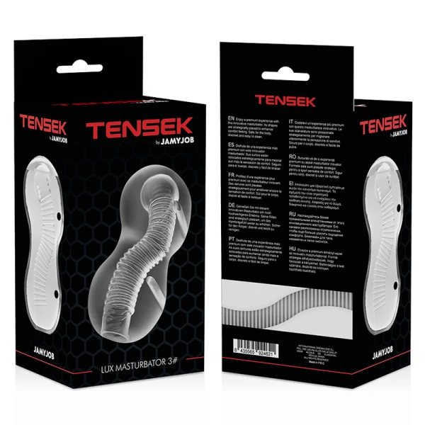 Jamyjob Extreme Tensek 3 Masturbator met Vibratie, transparant