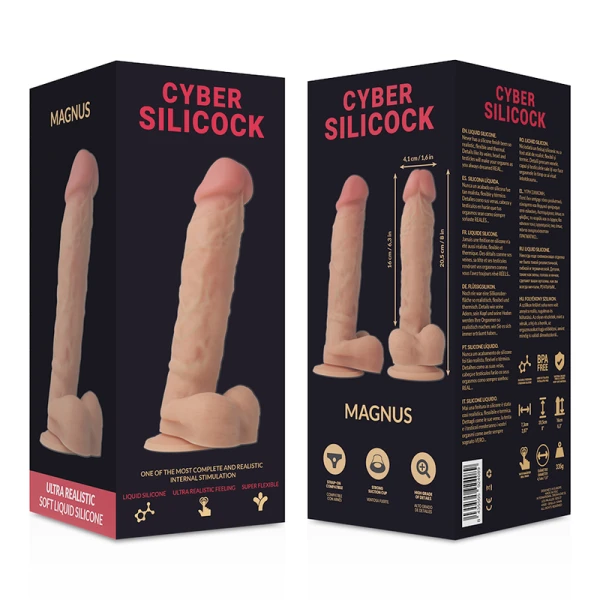 Cyber Silicock Strap-on Dildo met Harnas en 3 Ringetjes, 20,5 cm