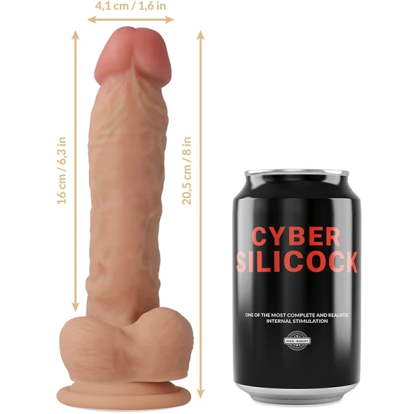Cyber Silicock Strap-on Dildo met Harnas en 3 Ringetjes, 20,5 cm