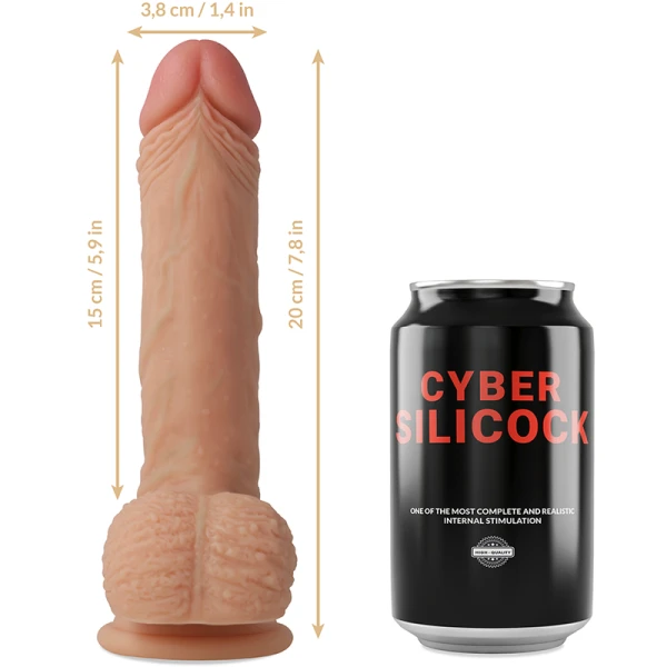 Cyber Silicock Strap-on Freeman van vloeibaar siliconen met 3 ringen 20 cm
