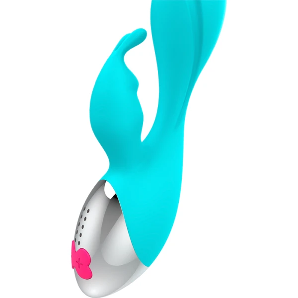 Happy Loky Konijnenvibrator Miki met twee motoren, siliconen, turkoois Happy Loky Konijnenvibrator Miki met twee motoren, siliconen, turkoois