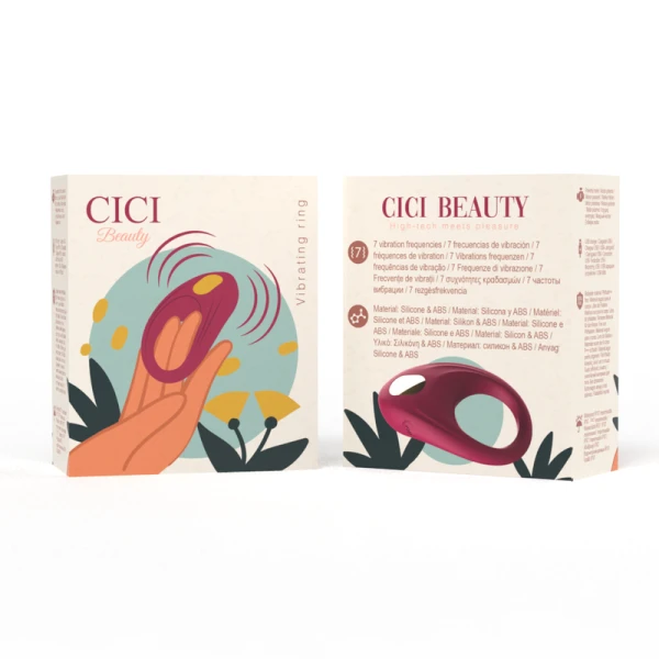 Cici Beauty Trillende siliconen penisring met clitorisstimulator Cici Beauty Trillende siliconen penisring met clitorisstimulator
