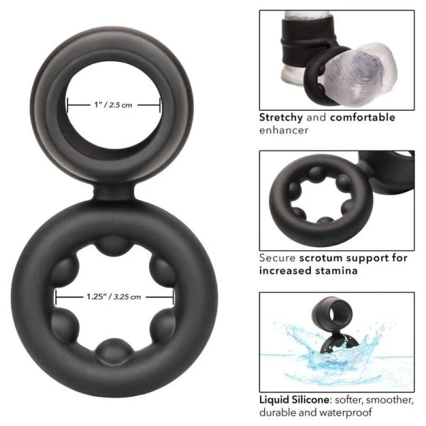 Calexotics Alpha Dual Magnum Ring Penisring van siliconen Zwart