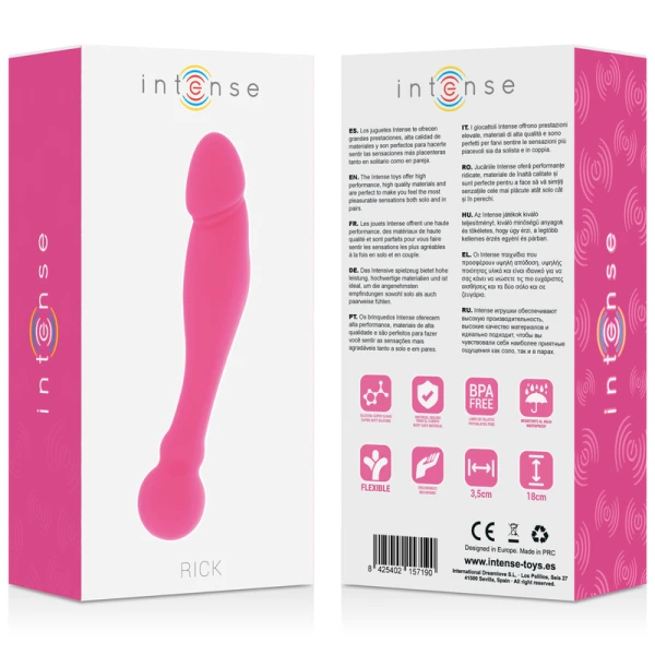 Intense siliconen dildo Rick Dual roze 18 cm