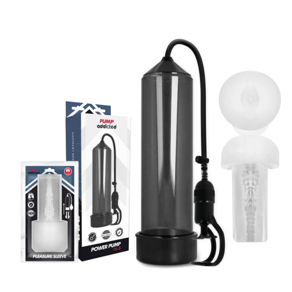 Pump Addicted RX5 Penispomp met Masturbator zwart