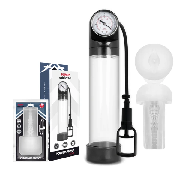 Pump Addicted RX9 Penispomp met Masturbator transparant