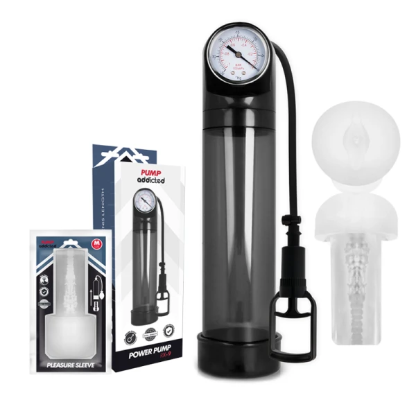 Pump Addicted RX9 Black Penispomp met Masturbator, 30 cm