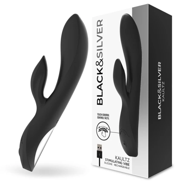 Black&silver Kaultz Touch Control Vibrator mit Klitorisreizer