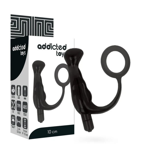 Addicted Toys Anale Vibrator Tico van medisch siliconen, 10 cm, zwart