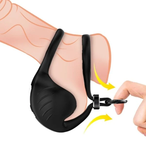 Armony Manta Scrotum Vibrator Ring met Balzakstimulatie Zwart