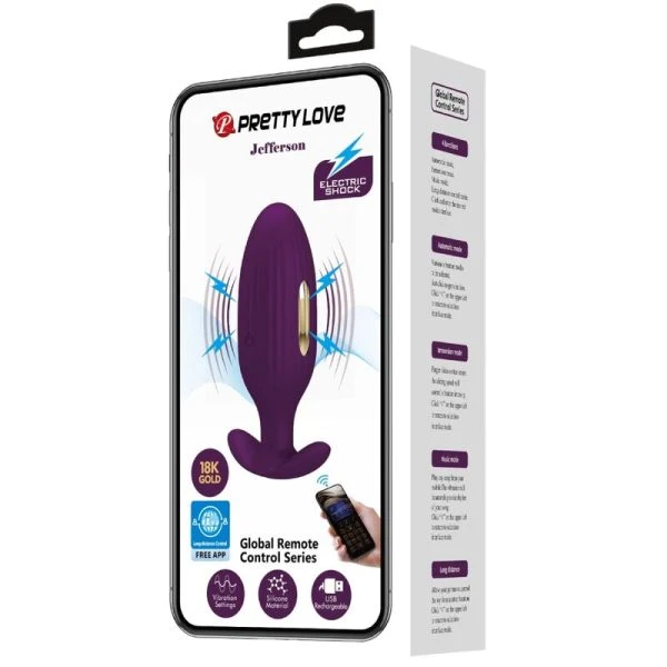 Pretty Love App-gestuurde Anaalplug Jefferson met E-Stim Paars