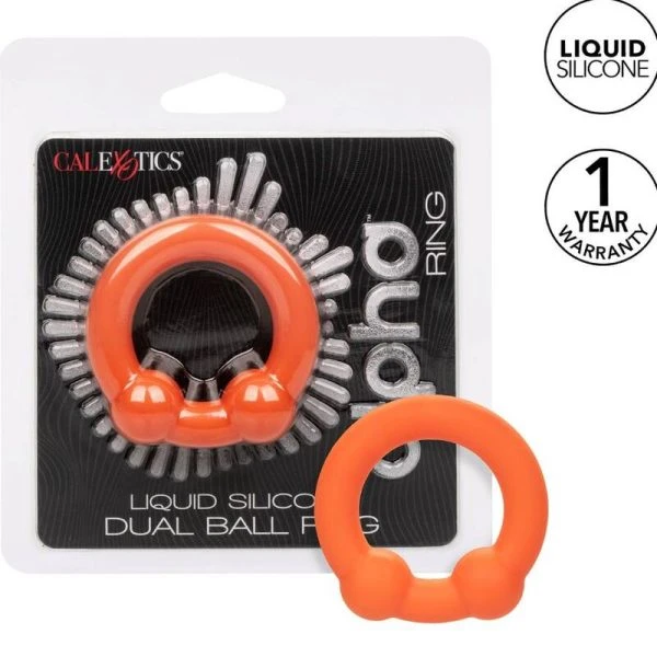 Calexotics Alpha Dual Ball Ring Penisring van siliconen oranje