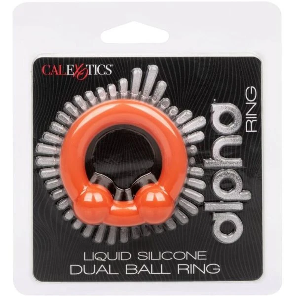 Calexotics Alpha Dual Ball Ring Penisring van siliconen oranje