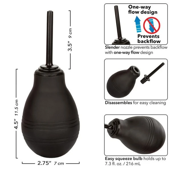Calexotics One Way anale douche met wegwerpventiel en 216 ml, zwart Calexotics One Way anale douche met wegwerpventiel en 216 ml, zwart