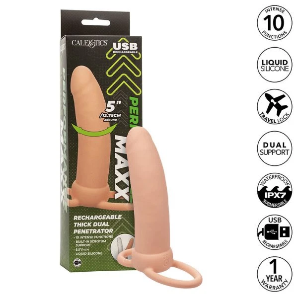 img_186090_c8c28540de5dfe6ba5851248b835e1ee_1.jpg Calexotics Maxx Thick Dual Penetrator Dildo mit Vibration, 12,75 cm Umfang