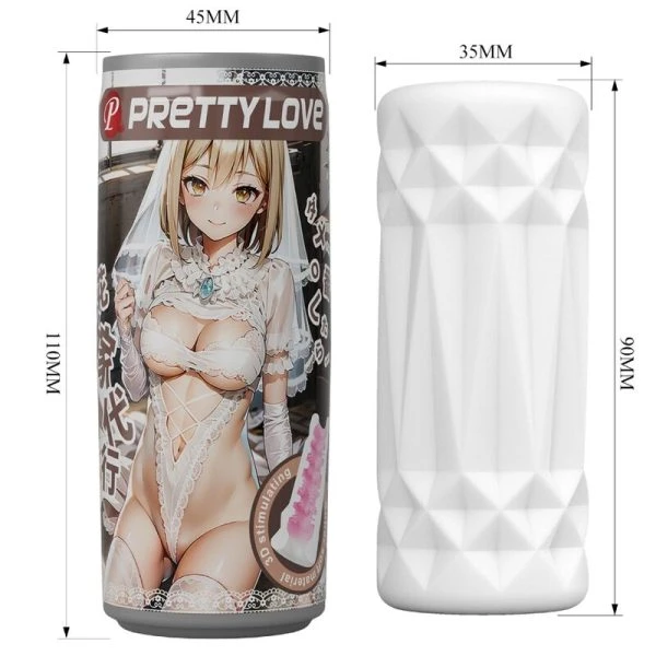 Pretty Love Masturbator in blikvorm met klepdeksel, wit