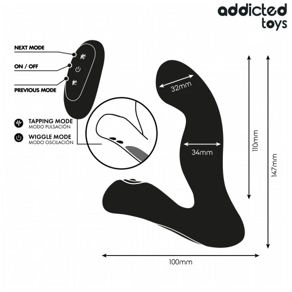 Addicted Toys Oscillerende Prostaatmassageapparaat met Pulsatiemodus en Afstandsbediening