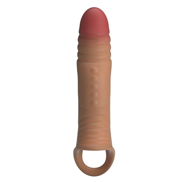 Pretty Love vibrating penis sleeve with ball strap, 16 cm