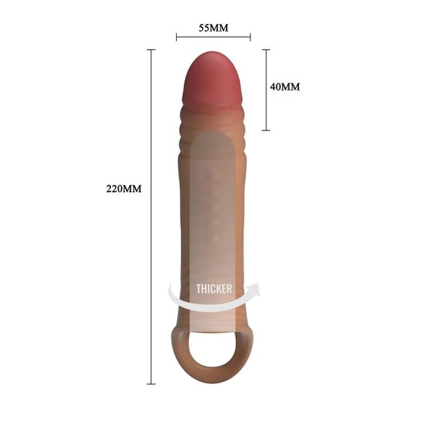 Pretty Love vibrating penis sleeve with ball strap, 16 cm