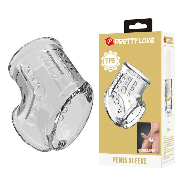 Pretty Love Korte transparante penisomhulsel met gestructureerd oppervlak