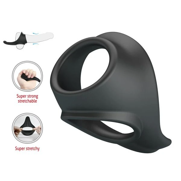 Crazy Bull Zadok Ergonomische Penisring met Perineumstimulator, Silicone, Zwart