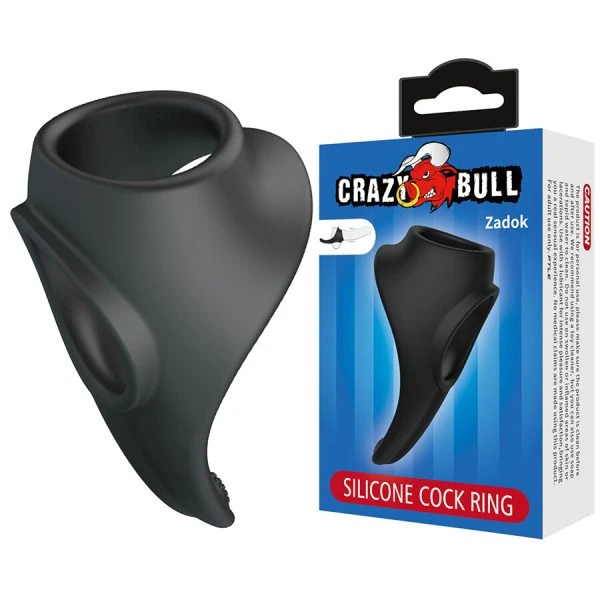 Crazy Bull Zadok Ergonomische Penisring met Perineumstimulator, Silicone, Zwart