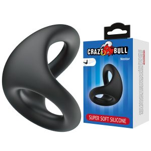 Crazy Bull Nestor ergonomische penis- en teelbalring van siliconen, zwart Crazy Bull Nestor ergonomische penis- en teelbalring van siliconen, zwart - Afbeelding 2