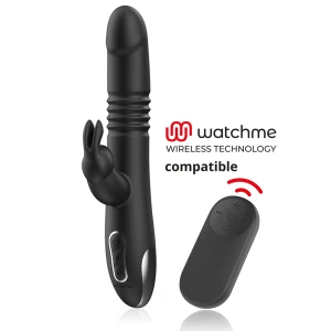 Black&silver Kenji Rabbit Vibrator met Up & Down en Watchme-afstandsbediening
