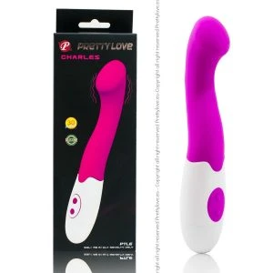 Pretty Love Flirtation Charles Vibrator van siliconen, 18 cm, lila-wit