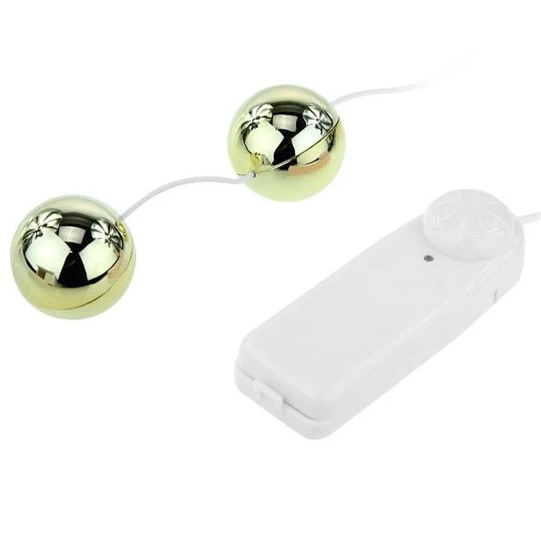 Baile Gouden Vibrator met Chinese balletjes, met afstandsbediening met kabel Baile Gouden Vibrator met Chinese balletjes, met afstandsbediening met kabel