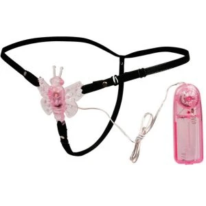 Baile Lay-on Vibrator with Adjustable Strap and Butterfly, pink