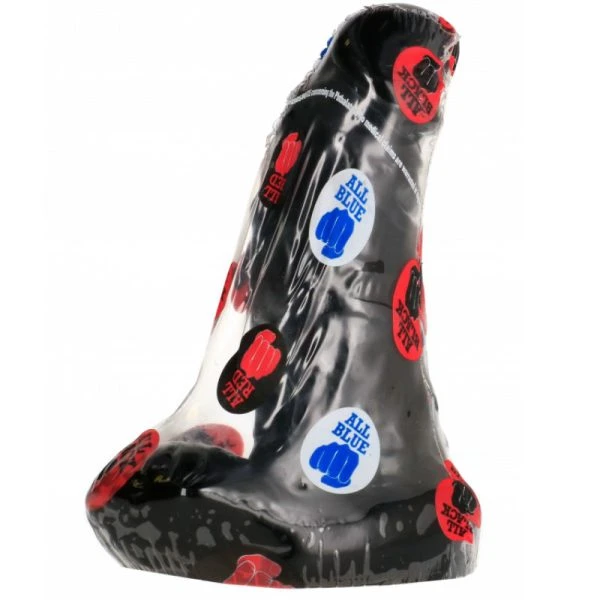 All Black Dildo mit geripptem Schaft und Kugeln