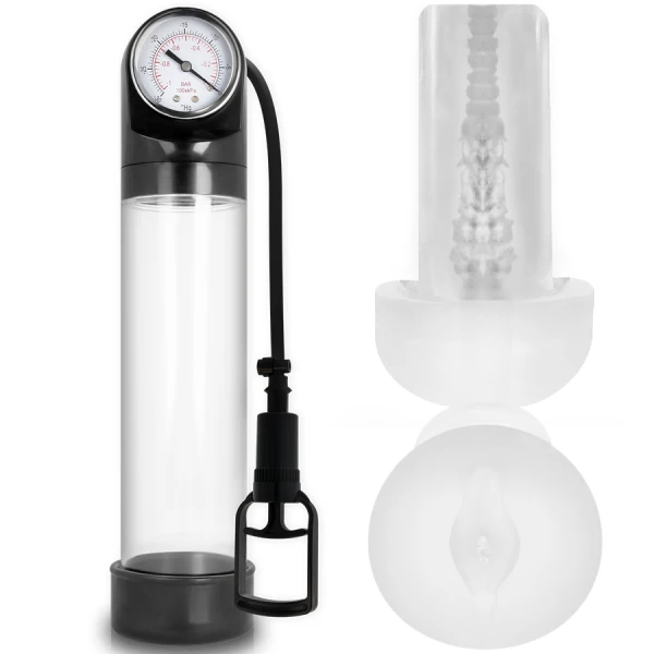 Pump Addicted RX9 Penispomp met Masturbator transparant