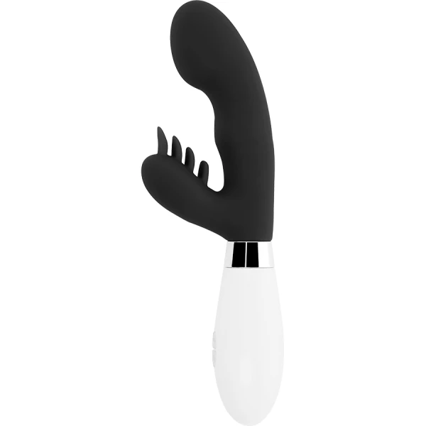 Glossy Elvis konijnenvibrator met clitorisstimulator, zwart