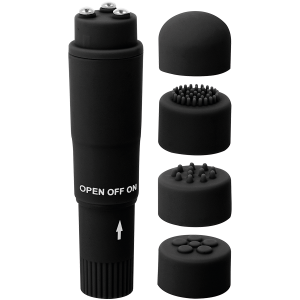 Glossy Kurt Taschenmassager Schwarz – Mini-vibrator met 4 opzetstukken Glossy Kurt Taschenmassager Schwarz – Mini-vibrator met 4 opzetstukken - Afbeelding 3
