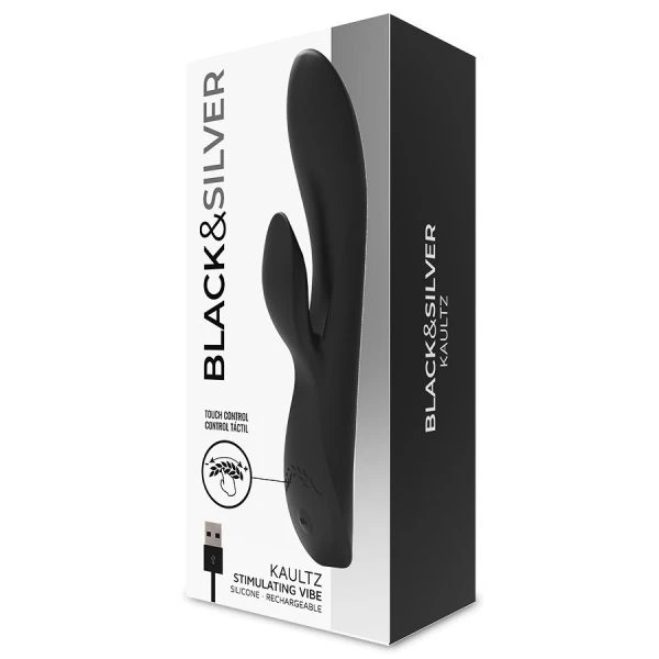 Black&silver Kaultz Touch Control Vibrator mit Klitorisreizer