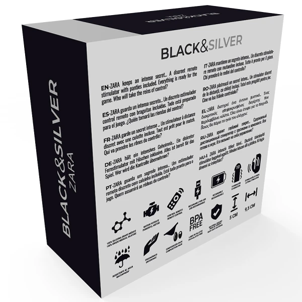 Black&silver Zara-stimulator met afstandsbediening en slipje