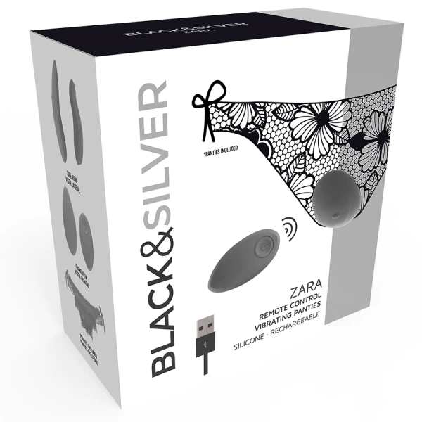 Black&silver Zara-stimulator met afstandsbediening en slipje