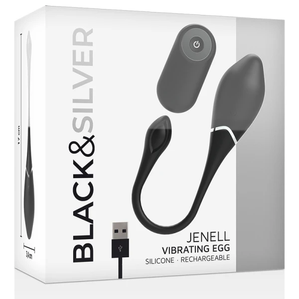Black&silver Jenell oplaadbaar vibrerend ei met afstandsbediening Black&silver Jenell oplaadbaar vibrerend ei met afstandsbediening
