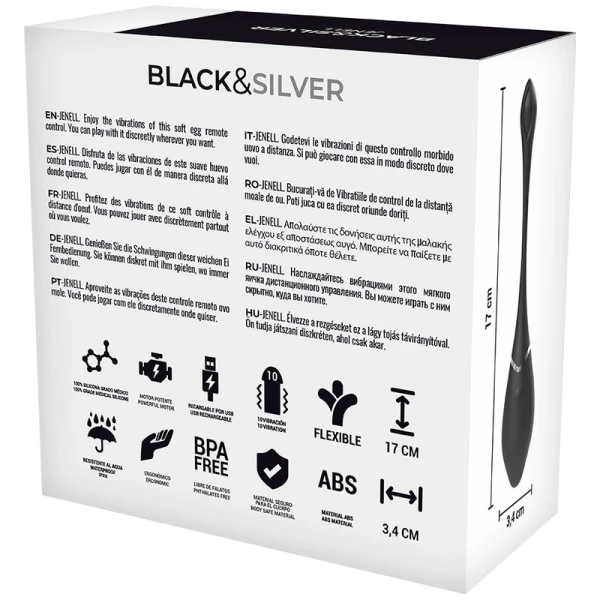 Black&silver Jenell oplaadbaar vibrerend ei met afstandsbediening Black&silver Jenell oplaadbaar vibrerend ei met afstandsbediening